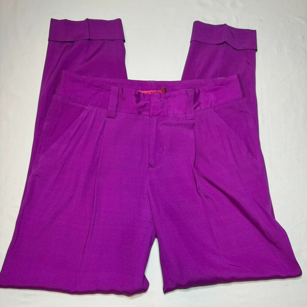 Purple Silk Alice + Oliva Arthur Crepe Pant